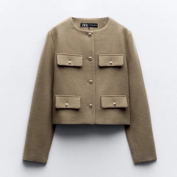 ZARA CROPPED FLAP JACKET - Picture 1 of 5